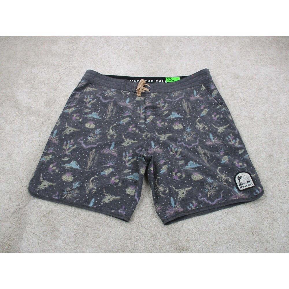Howler Brothers Board Shorts Mens 40 Black Graphic Print Swim Trunks 9" Inseam